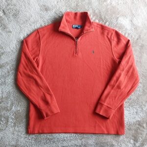Vtg Y2k Polo Ralph Lauren Men's Orange Relaxed Fit 1/4 Zip Pullover Sweater | L